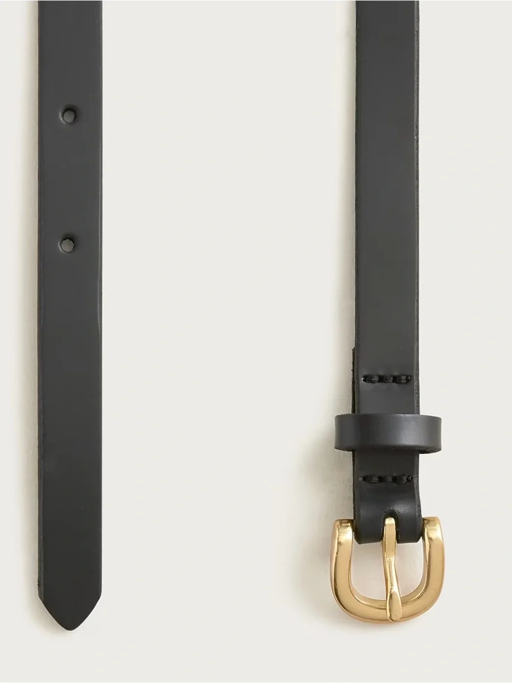J.Crew Skinny Italian Leather Belt Black Gold Buckle Medium - Picture 4 of 9